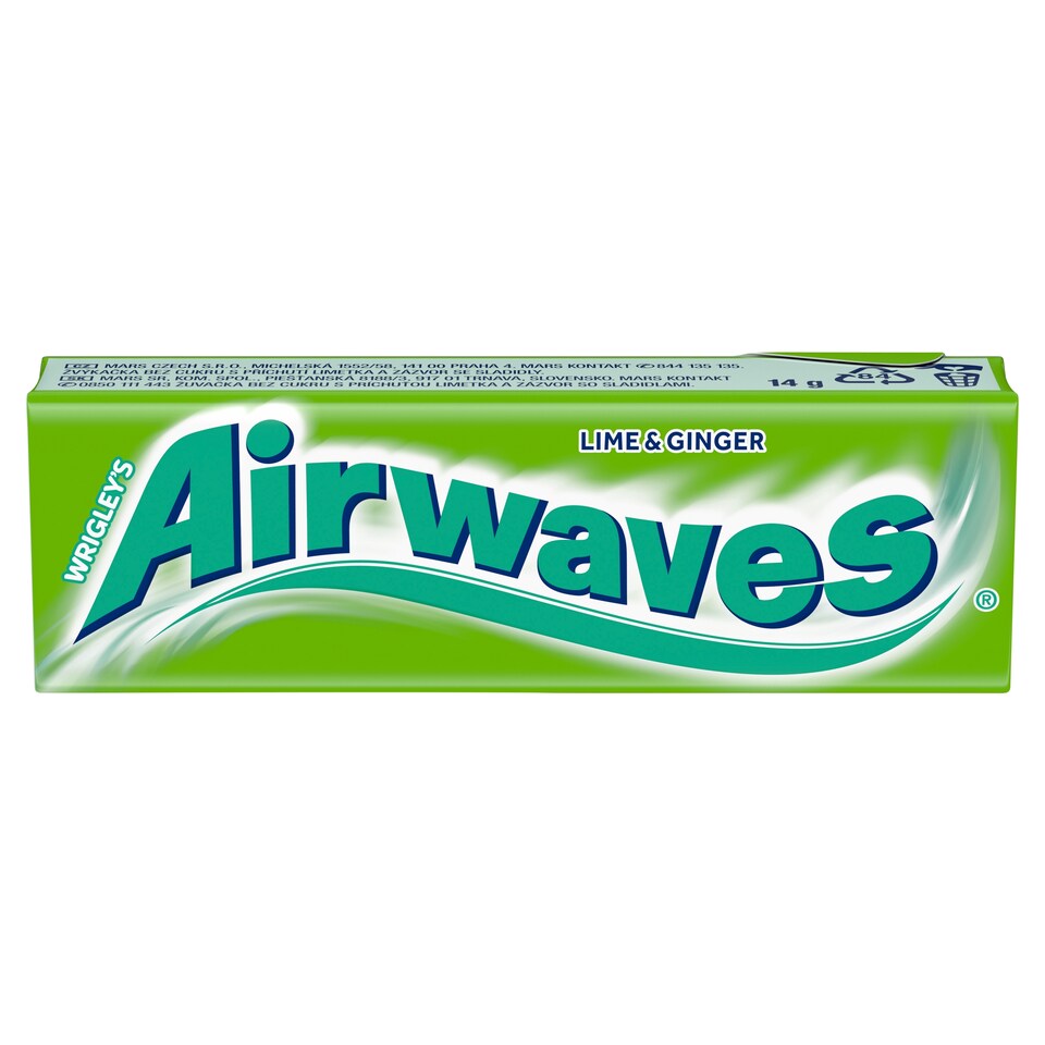 Wrigley's Airwaves Sugar Free Chewing Gum with Lime & Ginger Flavour 10 pcs 14 g