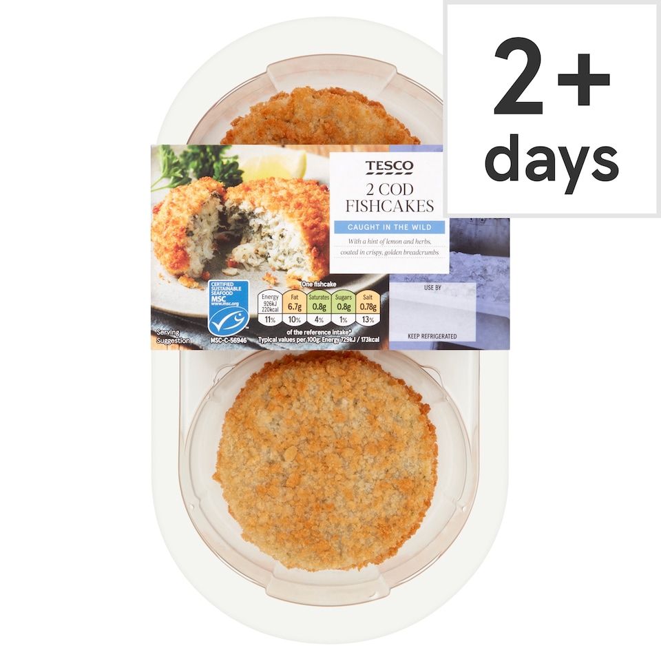 Tesco 2 Cod Fish Cakes 270G