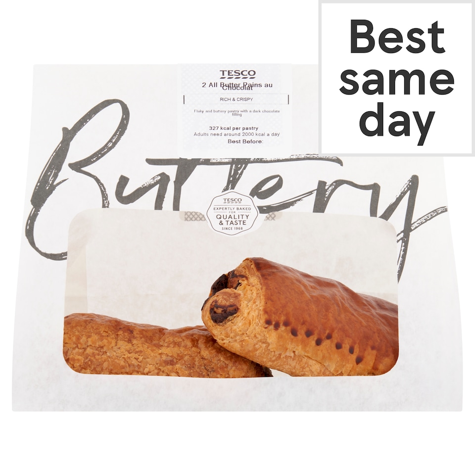 Tesco All Butter Dark Chocolate Pain Au Chocolat 2 Pack