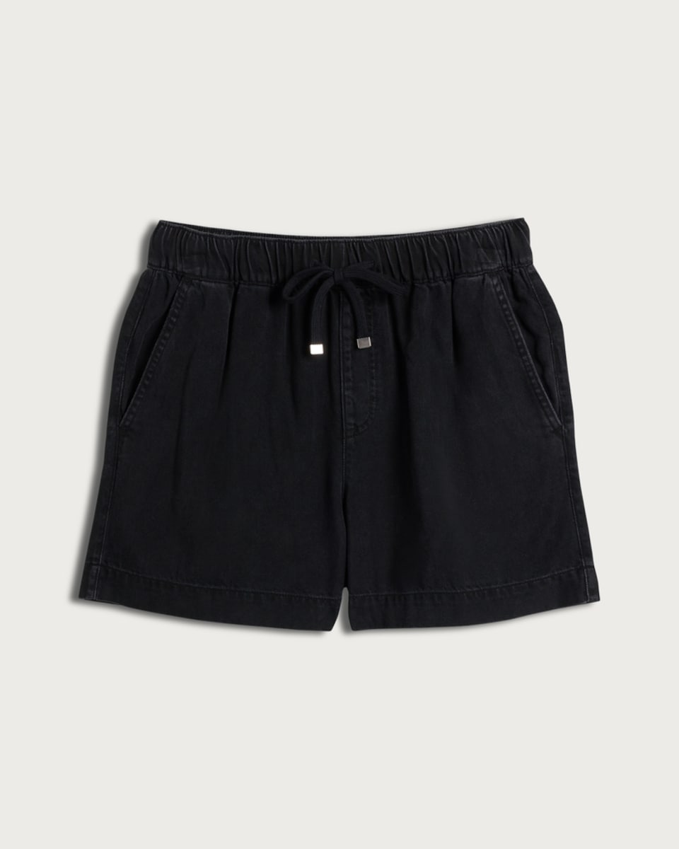 image 1 of F&F Pure Lyocell Drawstring Shorts in Black