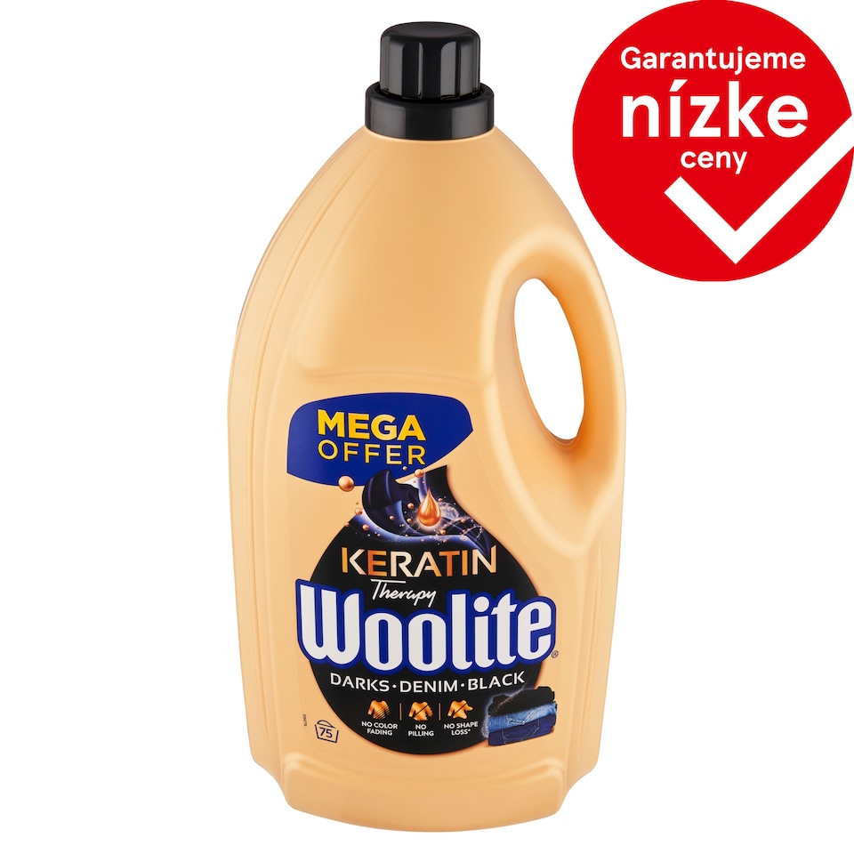 image 1 of Woolite Keratin Therapy na čiernu a tmavú bielizeň tekutý prací prípravok s keratínom 75 praní 4,5 l