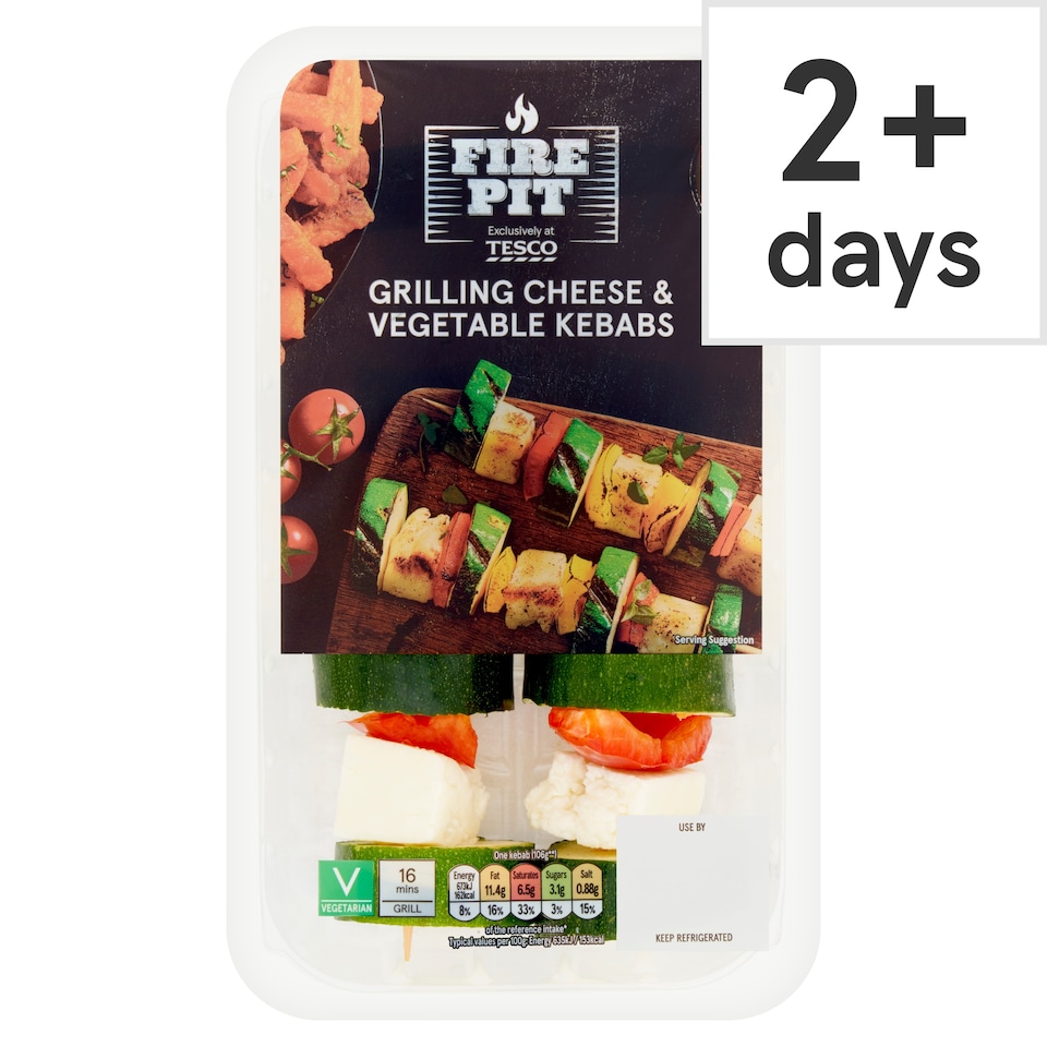 Tesco Fire Pit Grilling Cheese & Vegetable Kebabs 256G
