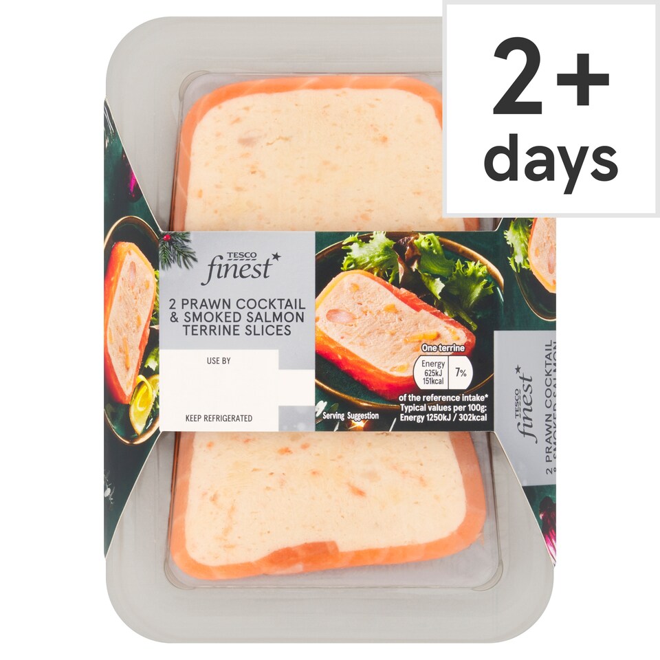 Tesco Finest 2 Prawn Cocktail and Smoked Salmon Terrine Slices 100g 
