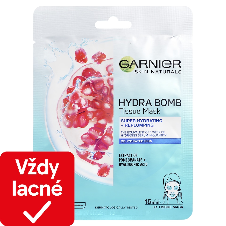 Garnier Skin Naturals hydratačná a vyplňujúca textilná maska s výťažkom z granatového jablka, 28 g