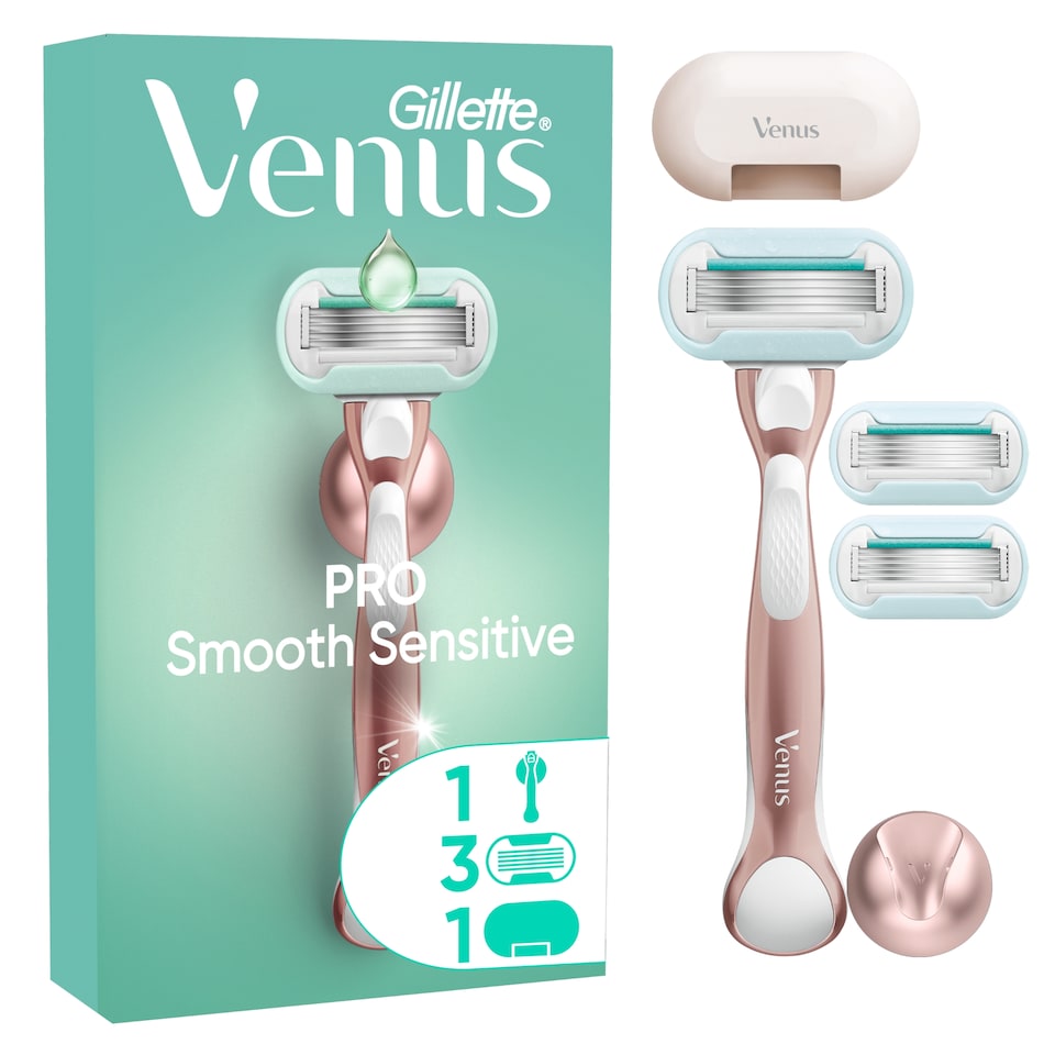 image 1 of Gillette Venus Deluxe Smooth Sensitive Rose gold Razor + 3 Blades
