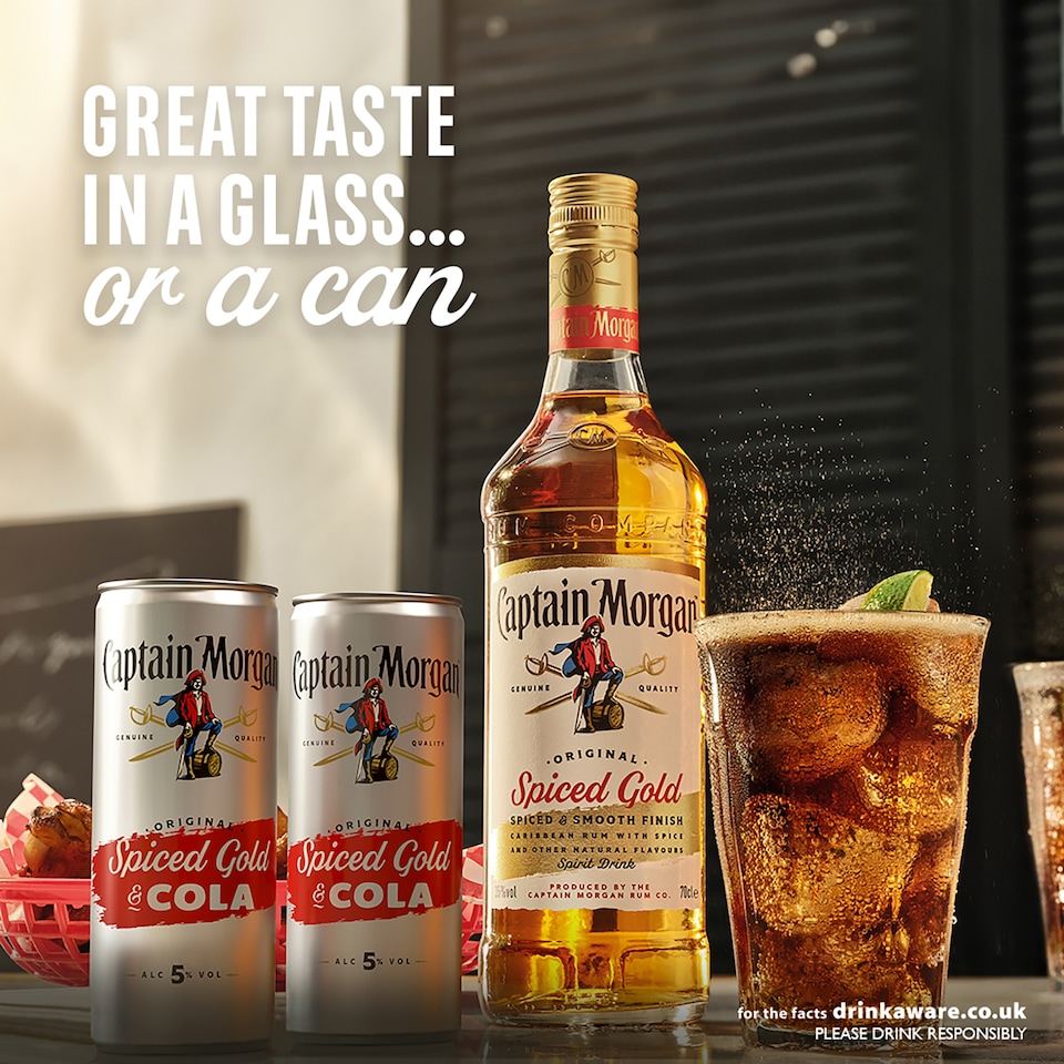 image 1 of Captain Morgan Spiced Gold Rum & Cola Premixed Can 5% Vol 4x250ml