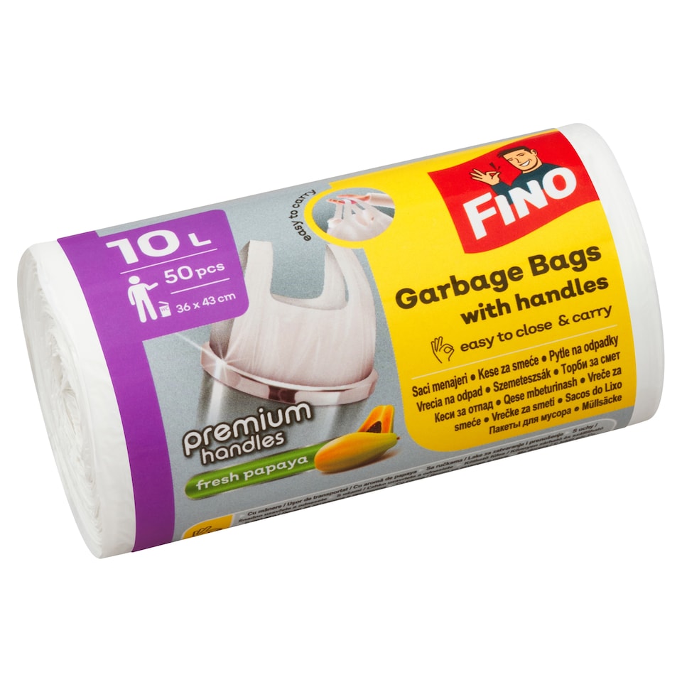 Fino Premium Handles Fresh Papaya Garbage Bags 10L 50 pcs