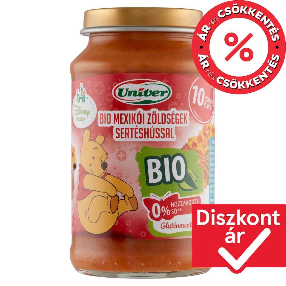 Univer bio mexikói zöldségek sertéshússal bébiétel 10 hónapos kortól 220 g 1. kép