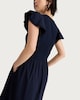 image 3 of F&F Cotton Rich V Neck Flutter Sleeve Midi Dress in Navy