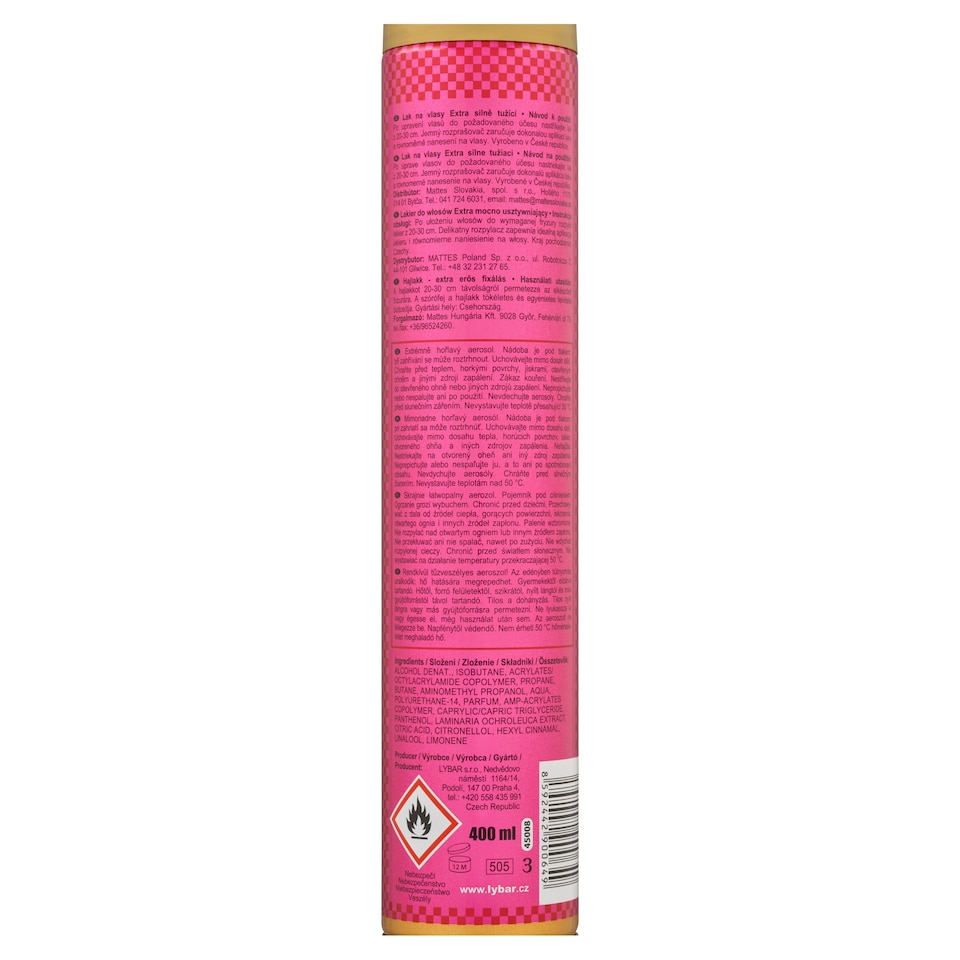 image 1 of Lybar Original Extra Hard Hair Spray Extra Strong Hold 400 ml
