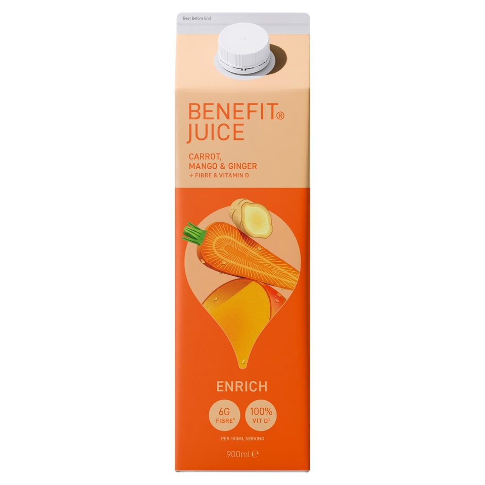 BENEFIT JUICE Carrot, Mango & Ginger + Fibre & Vitamin D 900ml