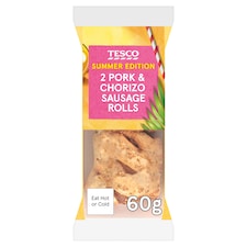 Tesco Pork & Chorizo Sausage Roll Twin Pk 60g