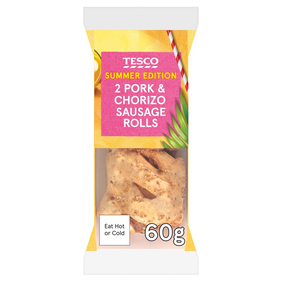 Tesco Pork & Chorizo Sausage Roll Twin Pk 60g