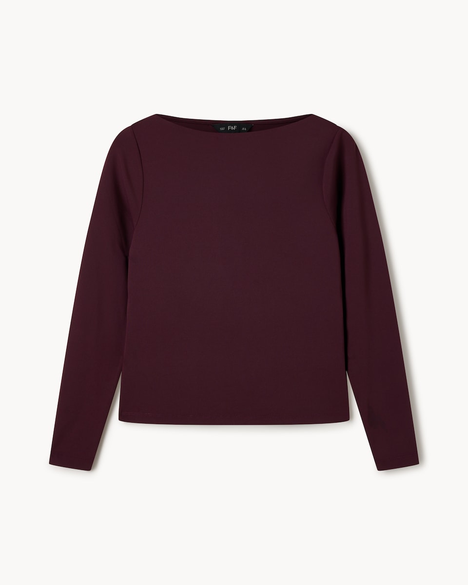 image 1 of F&F Polyamide Slash Neck Top in Purple