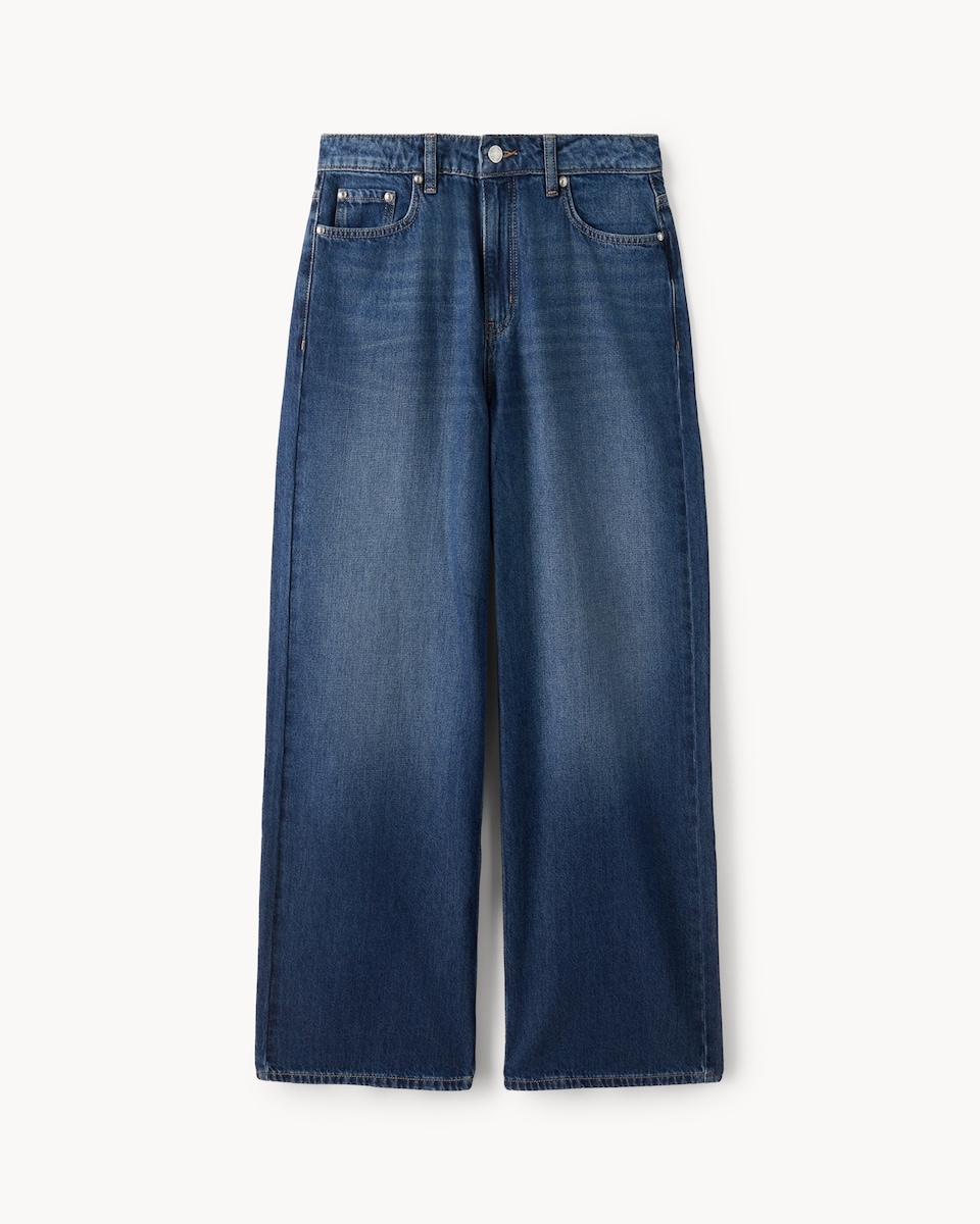 image 1 of F&F Pure Cotton Wide Leg Jeans in Blue