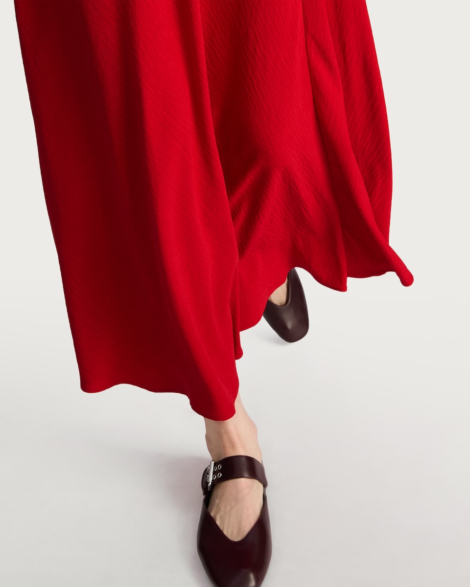 image 1 of F&F Flowing A Line Midi Skirt in Red