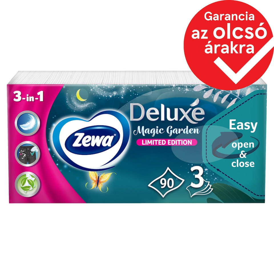 Zewa Deluxe Limited Edition illatosított papír zsebkendő 3 rétegű 90 db 1. kép