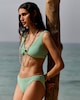 image 1 of F&F Crinkle Textured High Leg Bikini Bottoms in Mint