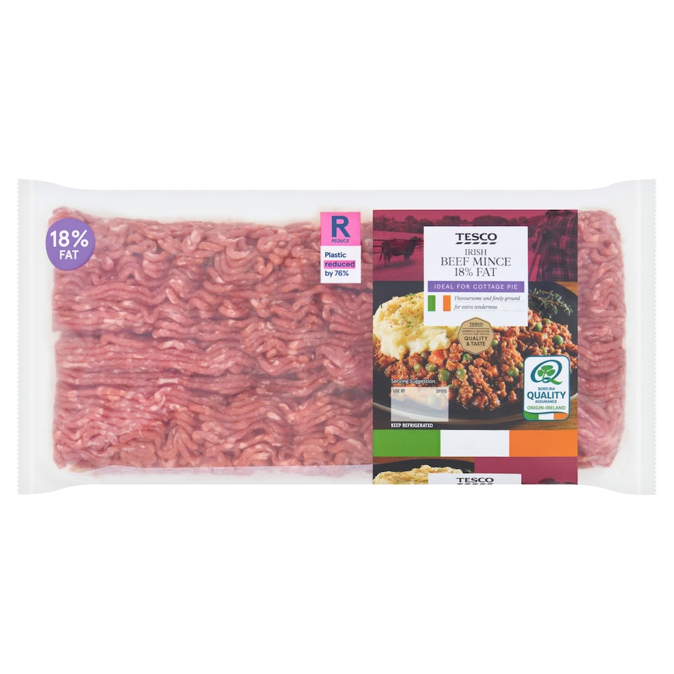 Tesco Irish Beef Mince 18% Fat 1.029G