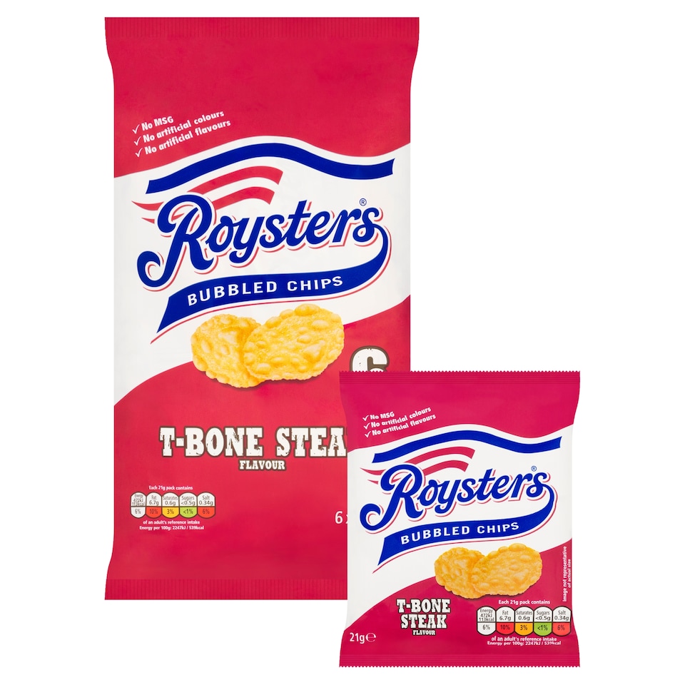 image 1 of Roysters T-Bone Steak Crisps 6X21g