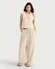 image 1 of F&F Pure Cotton Embroidered Knitted Button Up Top in Cream