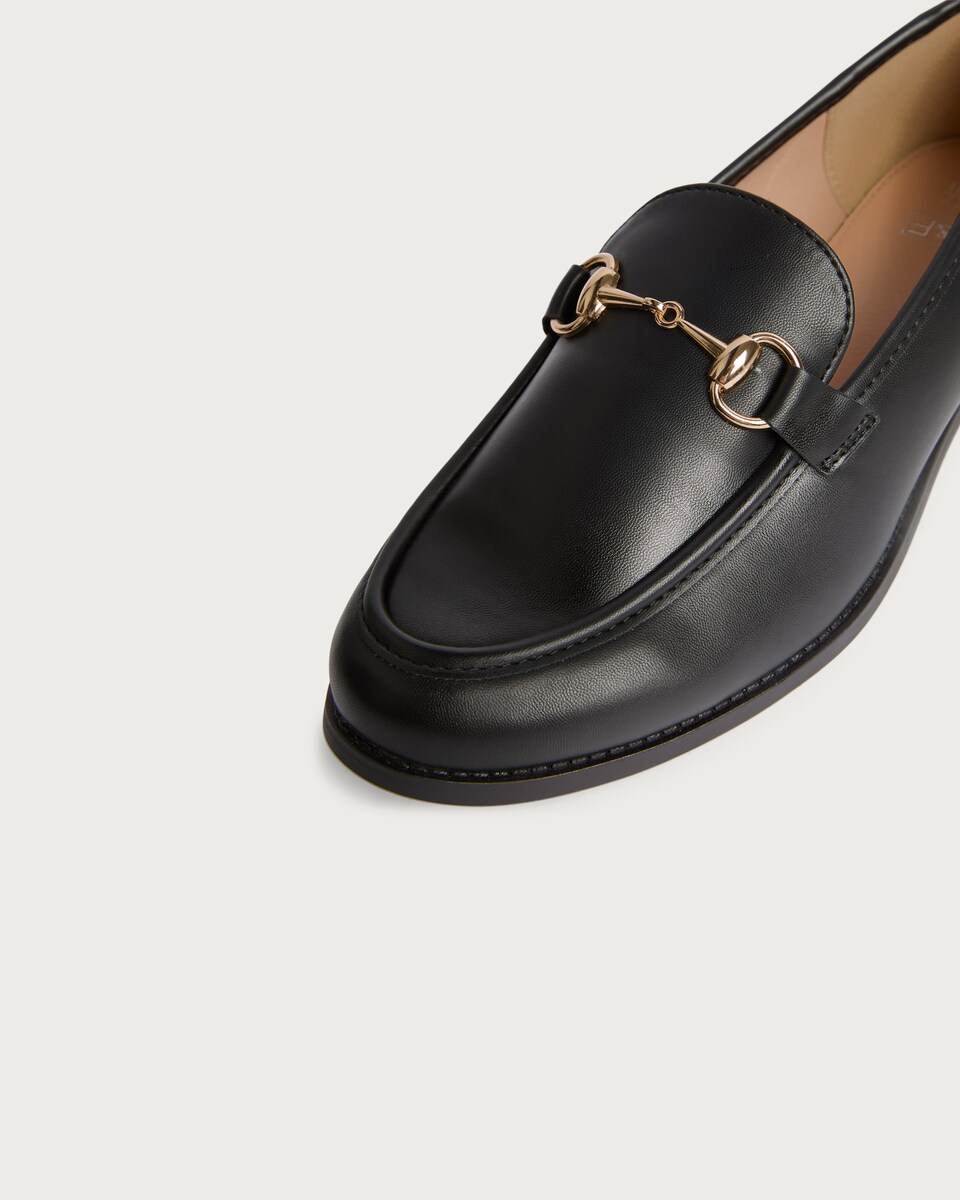 image 1 of F&F Faux Leather Penny Trim Loafers in Black