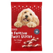 Tesco 8 Festive Twirl Sticks For Dogs, Turkey 140G
