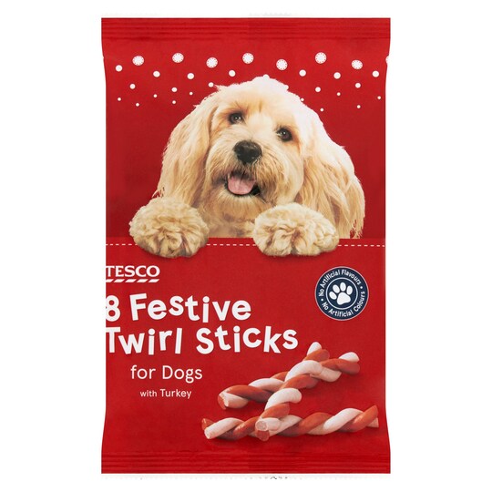 Tesco 8 Festive Twirl Sticks For Dogs, Turkey