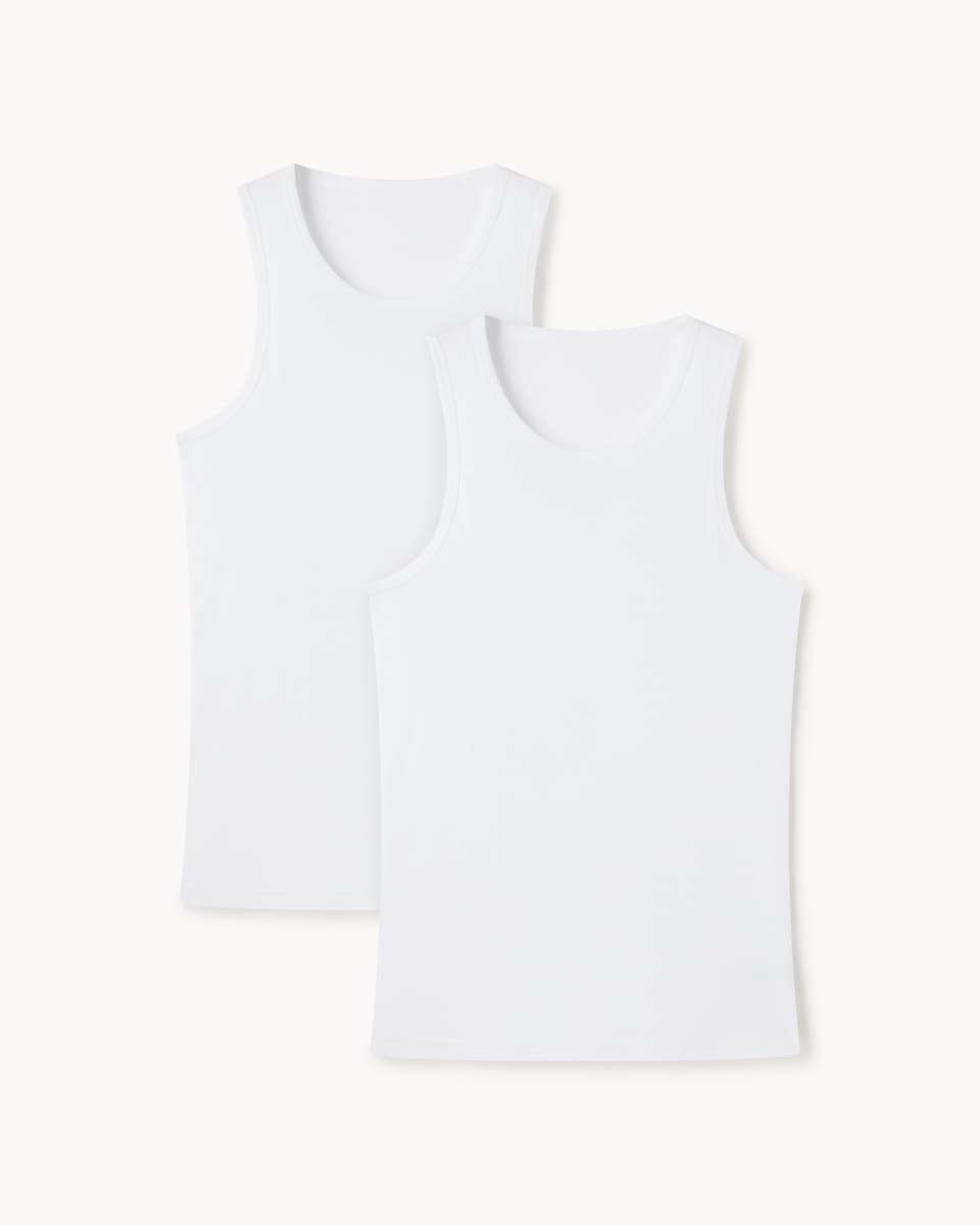 image 1 of F&F 2-Pack Pure Cotton Vests in White