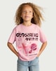 image 1 of F&F Girls Pure Cotton Slogan T-Shirt in Pink