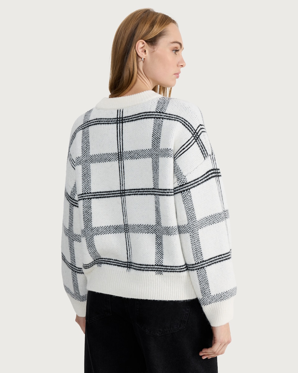image 1 of F&F Check Print Oversized Jumper  in Multi White