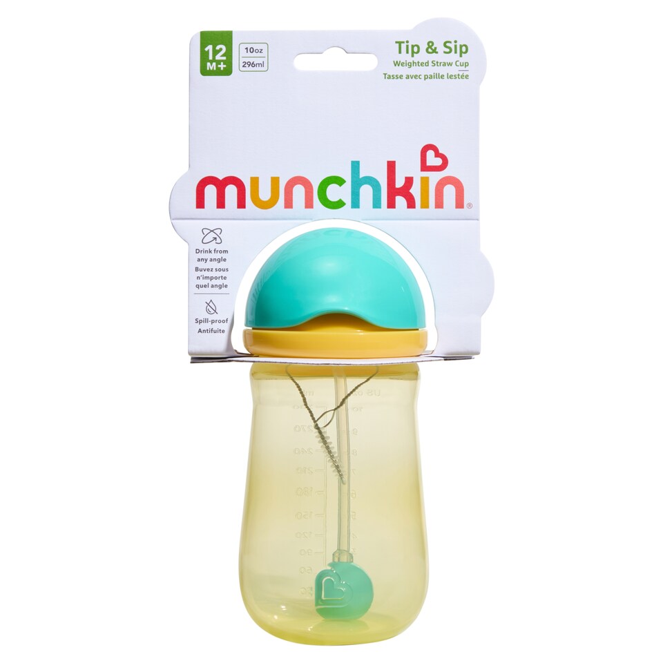 image 1 of Munchkin Tip & Sip Weighted Straw Cup 12m+ 10oz 296ML