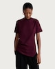 image 1 of F&F Pure Cotton Asymmetric Hem Ruched Short Sleeved Top in Burgundy