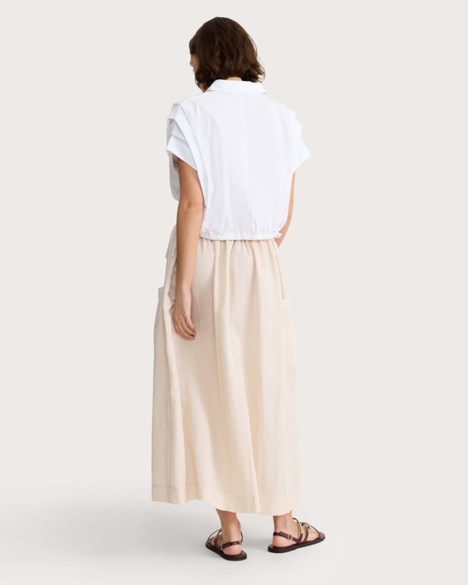 image 1 of F&F Lyocell Rich Midi Skirt in Cream