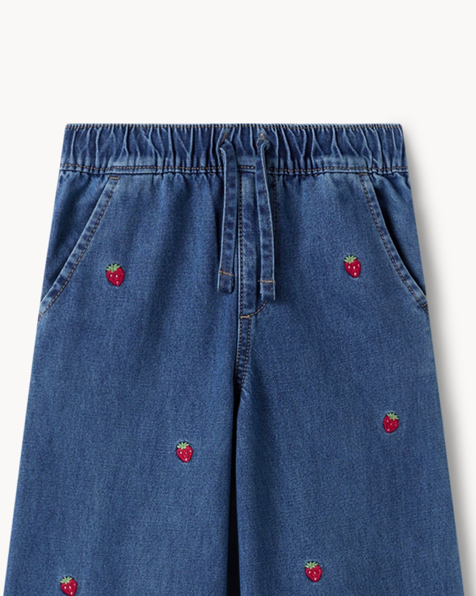 image 1 of F&F Girls Pure Cotton Embroidered Vest and Trousers Set in Blue
