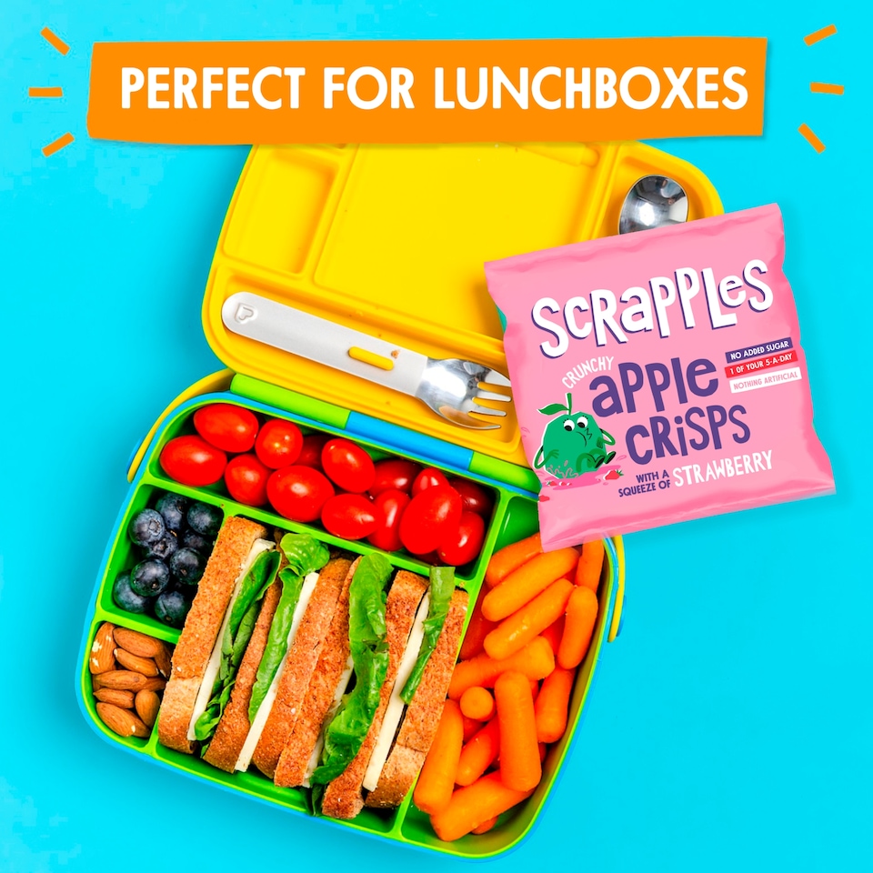 image 1 of Scrapples Crunchy Apple Crisps with a squeeze of Strawberry Multipack (5x12g) 