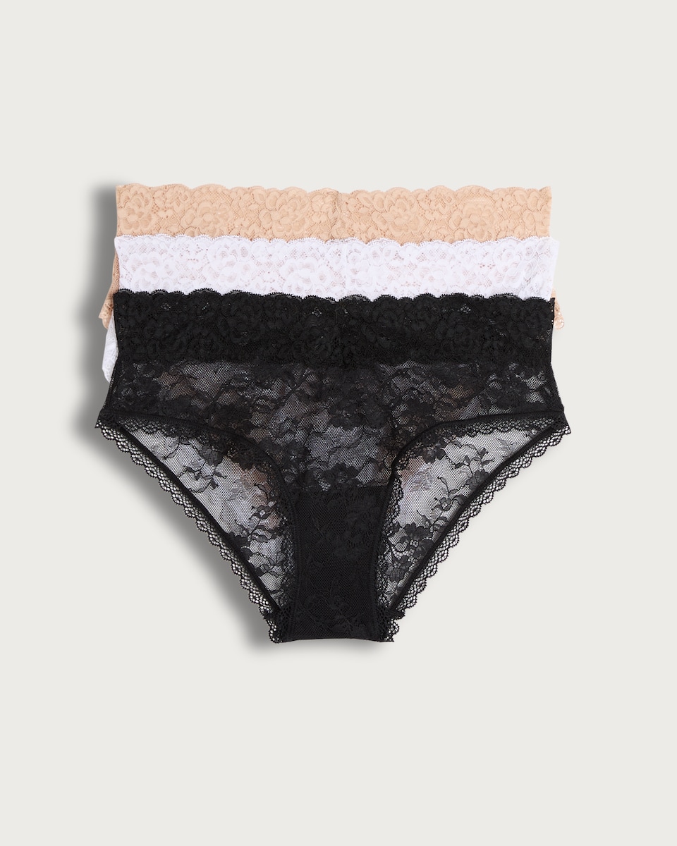 image 1 of F&F 3-Pack Lace Knickers in Black