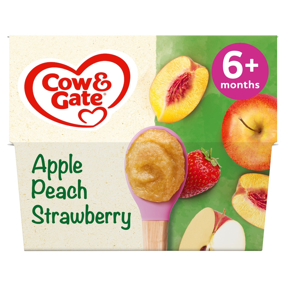 image 1 of Cow & Gate Apple Peach Strawberry Pots 4 x 100g