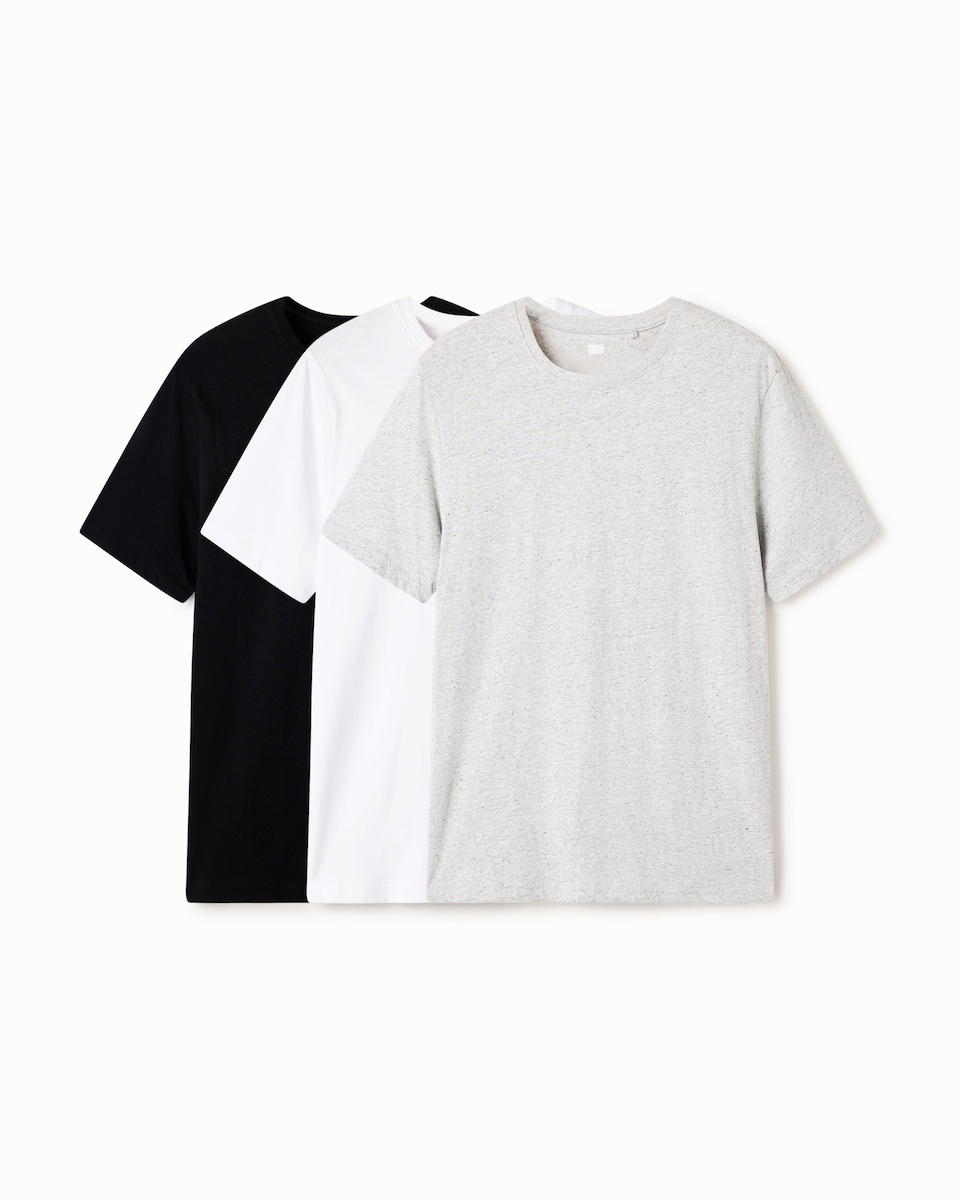 image 1 of F&F 3-Pack Cotton Rich Regular Fit T-Shirts in Multi Grey
