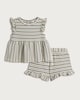 image 4 of F&F Girls 2-Piece Cotton Blend Striped Frill Sleeved Top and Shorts Set in Multi