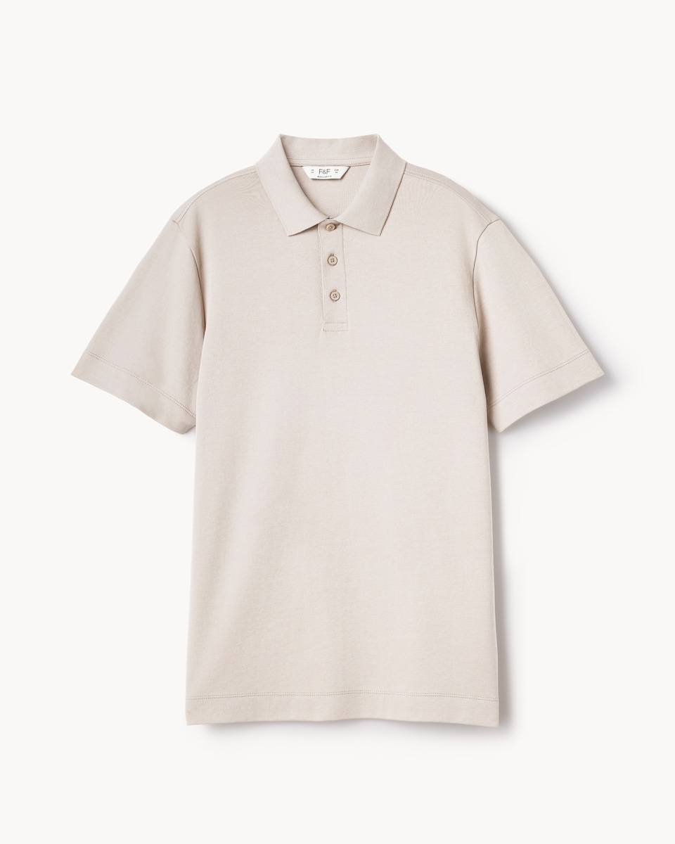 image 1 of F&F Pure Cotton Polo Shirt in Stone