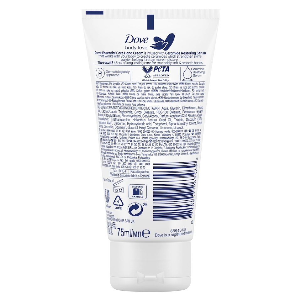 image 1 of Dove Nourishing Hand Care Essential Cream For Dry Skin 75Ml