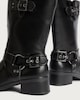 image 3 of F&F Faux Leather Biker Buckle Boots in Black
