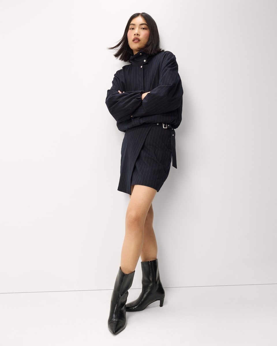 image 1 of The F&F Edit Pinstripe Co-ord Mini Skirt in Navy
