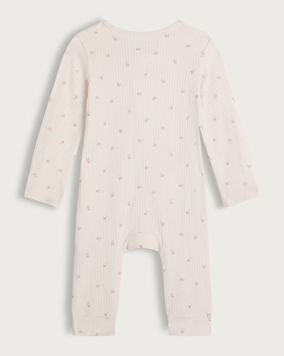 image 1 of F&F Baby 2-Pack Cotton Rich Ribbed Sleepsuits in Pink