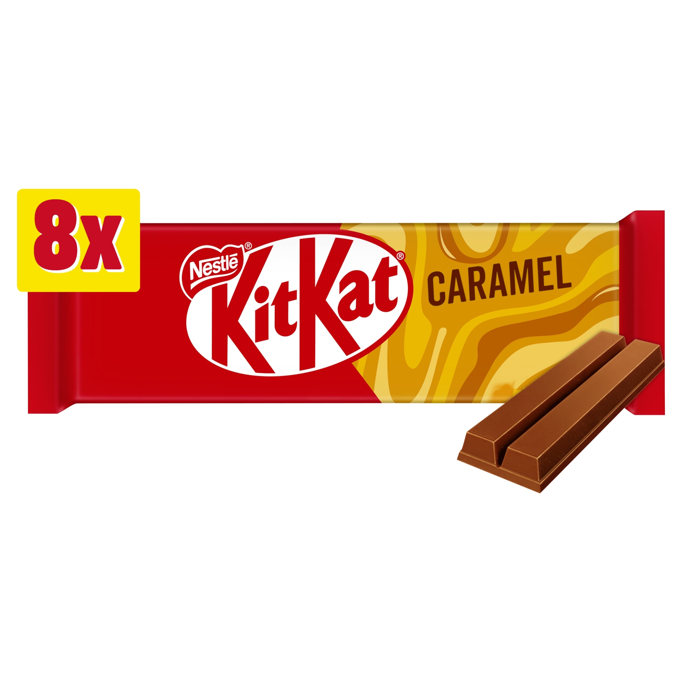 KitKat 2 Finger Caramel Milk Chocolate Biscuit Bars 8 Pack Multipack 165.6g