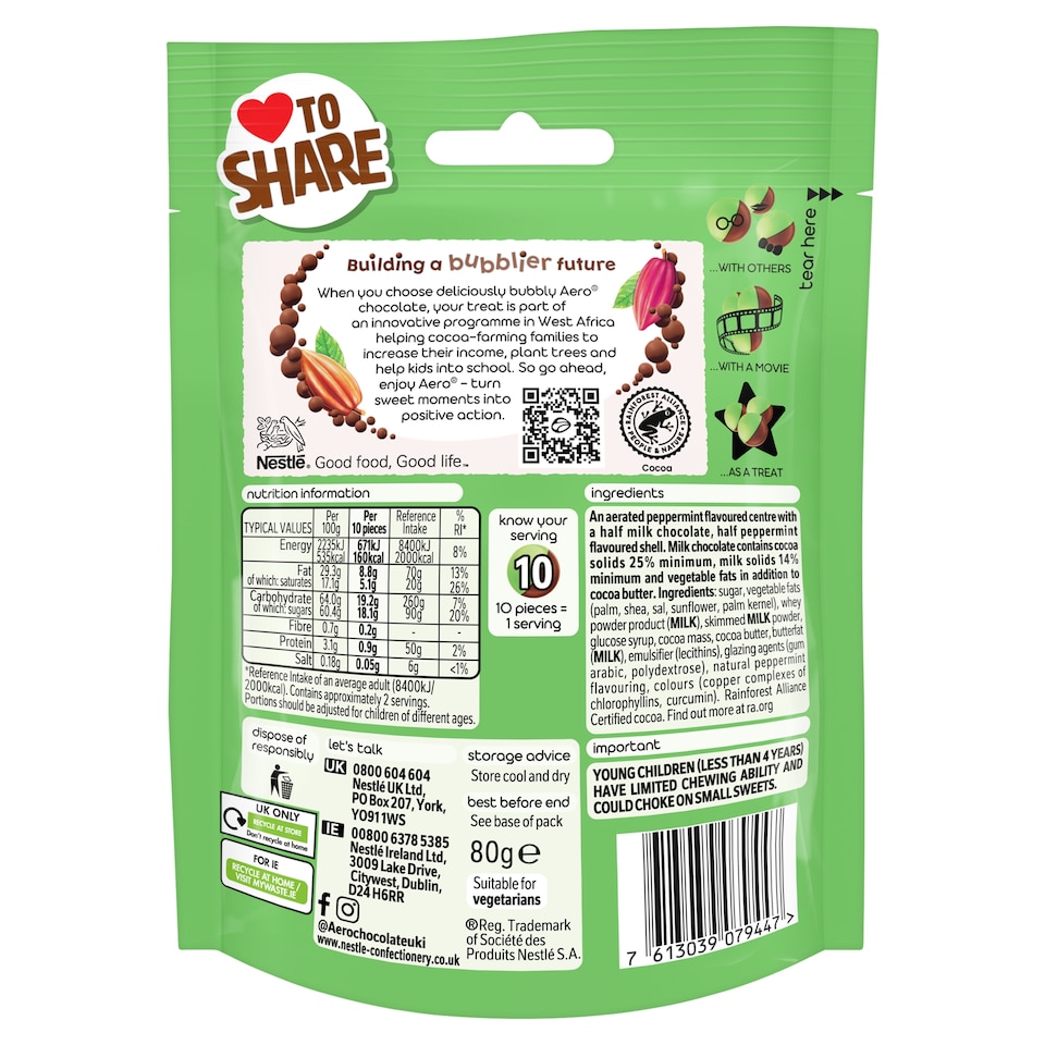image 1 of Aero Peppermint Milk Chocolate Bubbles 80g