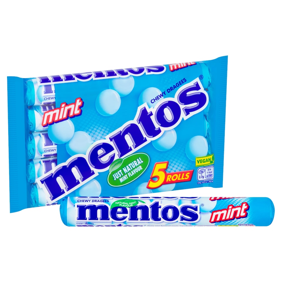 image 1 of Mentos Mint Chewy Sweets 5 X 38G