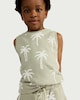 image 1 of F&F Boys 2-Piece Pure Cotton Palm Tree Print Vest and Shorts Set in Green