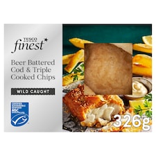 Tesco Finest Beer Battered Cod & Triple Cooked Chips 326g